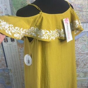 Averi Embroidered Ruffle Cold Shoulder Mini Dress